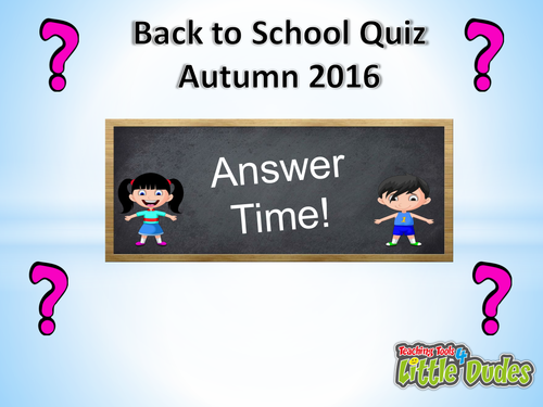 Back to School Quiz for KS1/KS2