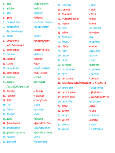 Family and Friends mirror challenge vocab worksheet