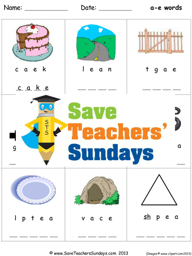 A-e Phonics Worksheets, Activities, Flash Cards, Lesson Plans and Other Teaching Resources