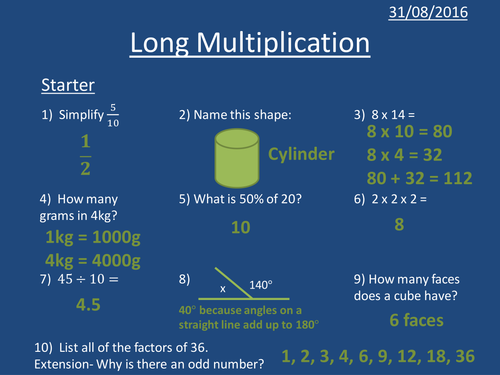 Year 7 / Year 8 KS3 Lessons Multiplication, Short Division, Long Division, BIDMAS