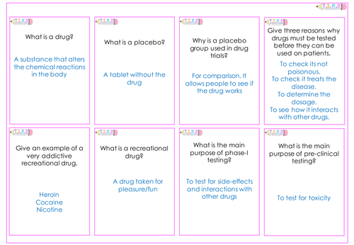 Drugs Quiz Cards