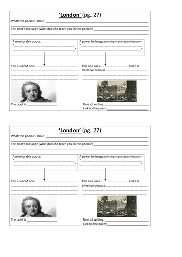 AQA GCSE English Literature 'Power & Conflict Cluster' worksheets & summaries