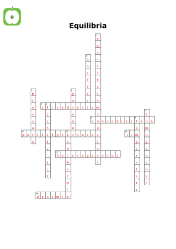 Chemistry: Equilibria crossword