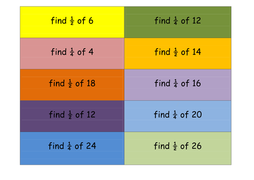 Fraction Challenge cards