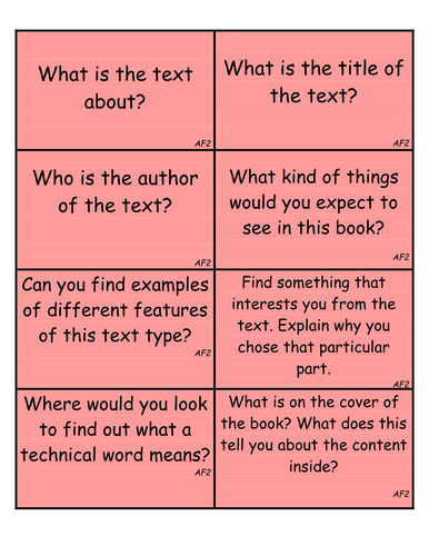 guided reading question cards | Teaching Resources