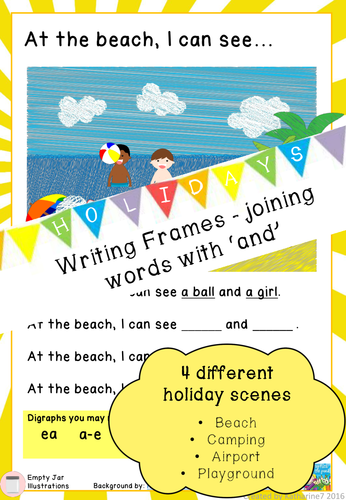Joining words with 'and' and holiday postcard writing frames (Year 1)