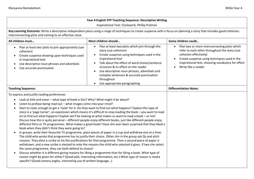 Descriptive Writing Planning based on Clockwork