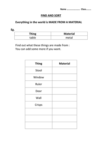 Find and sorting materials