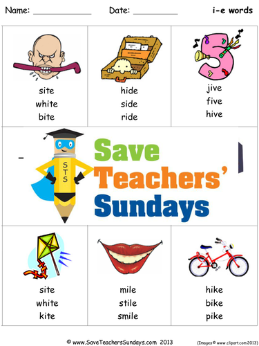 I-e Phonics Worksheets, Activities, Flash Cards, Lesson Plans and Other Teaching Resources