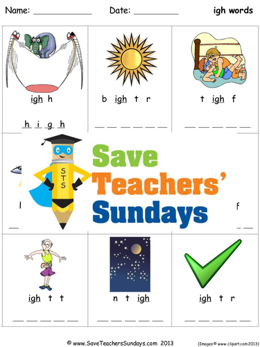 Igh Phonics Worksheets, Activities, Flash Cards, Lesson Plans and Other Teaching Resources