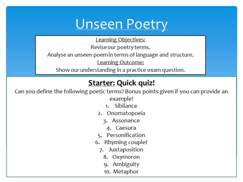 Unseen poetry practice