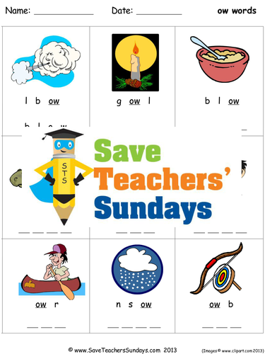 Long ow Phonics Worksheets, Activities, Flash Cards, Lesson Plans and Other Teaching Resources