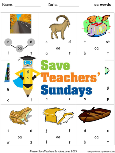 Oa Phonics Worksheets, Activities, Flash Cards, Lesson Plans and Other Teaching Resources