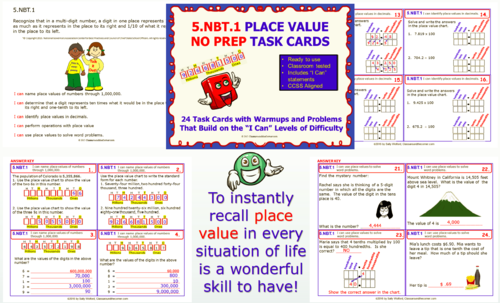 Math Multi-Step Word Problems Task Cards 3rd Grade 3.NBT.1