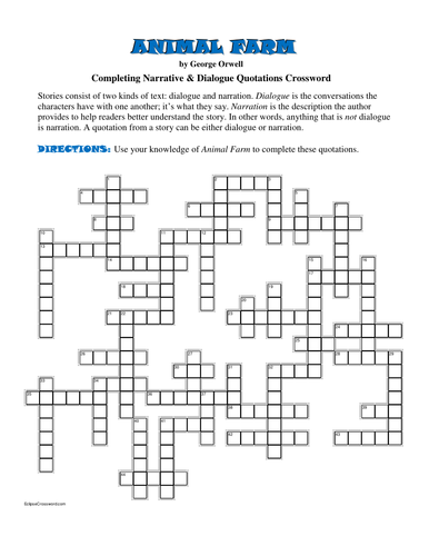 animal high school worksheet adaptations clues Farm: Crosswordâ€”49 Animal Quotations Completing