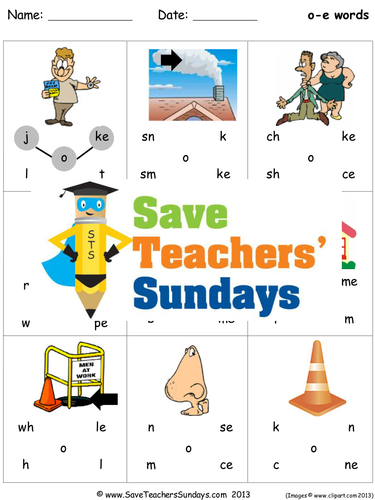 O-e Phonics Worksheets, Activities, Flash Cards, Lesson Plans and Other Teaching Resources