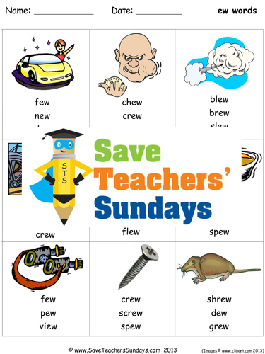 Ew Phonics Worksheets, Activities, Flash Cards, Lesson Plans and Other Teaching Resources
