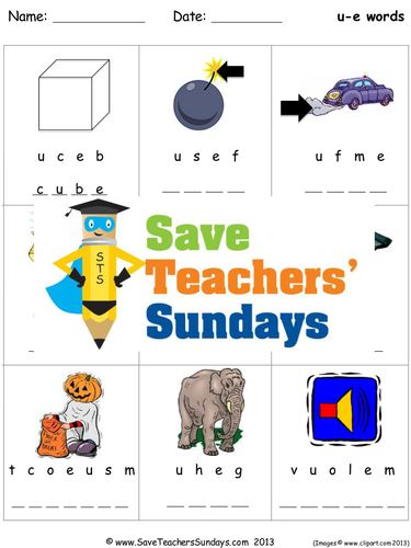 U-e Phonics Worksheets, Activities, Flash Cards, Lesson Plans and Other Teaching Resources