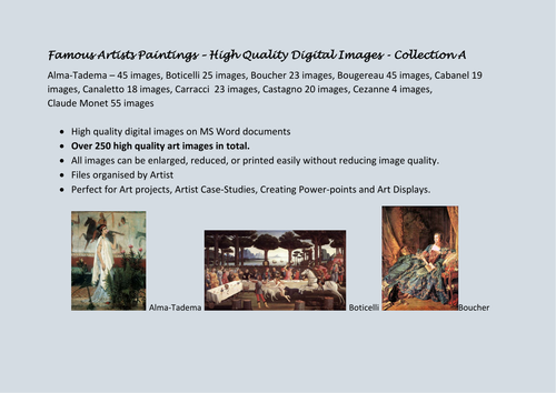 Famous Artists High Quality Digital Collection A - Monet, Cezanne, Carracci...over 250 images!
