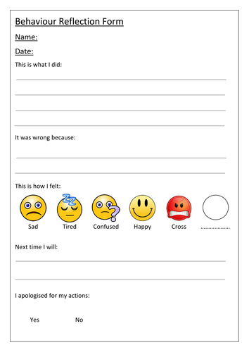 Behaviour Reflection Form