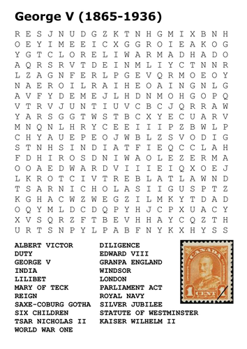 George V (1865-1936) Word Search