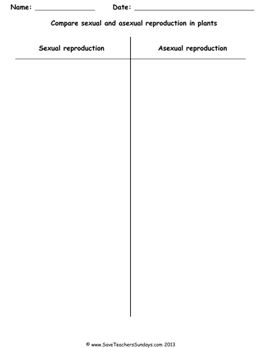 Asexual and Sexual Reproduction in Plants KS2 Lesson Plan, Worksheet, Information Text and Extension