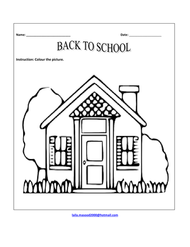 Back to School Coloring Worksheet for Kindergarten