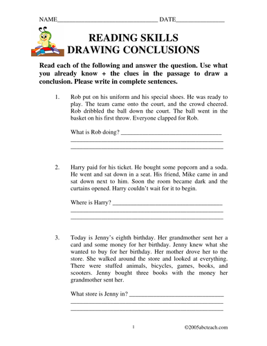 Worksheets: Making Inferences (elem/upper elm)