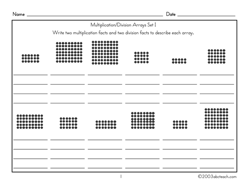 Worksheet: Fact Arrays (upper elem)