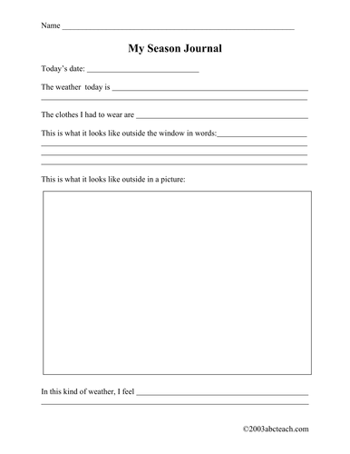 Worksheet: Weather Journal (elem/upper elem)