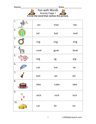 Worksheet: Fun with Words (primary)