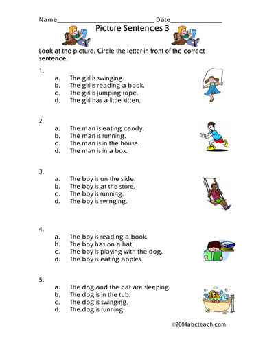 Worksheet: Picture Sentences - 3 (primary)