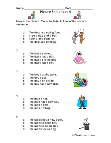 Worksheet: Picture Sentences - 4 (primary)
