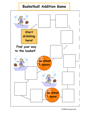 Board Game: Basketball Addition (color) (elem)