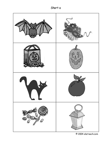 Board Game: Halloween Vowels (b/w version)