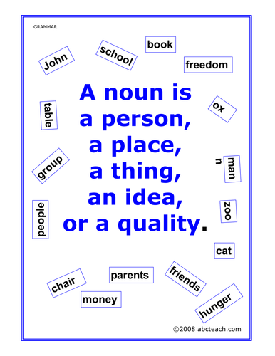 Poster: A Noun Is... (elem/upper elem)