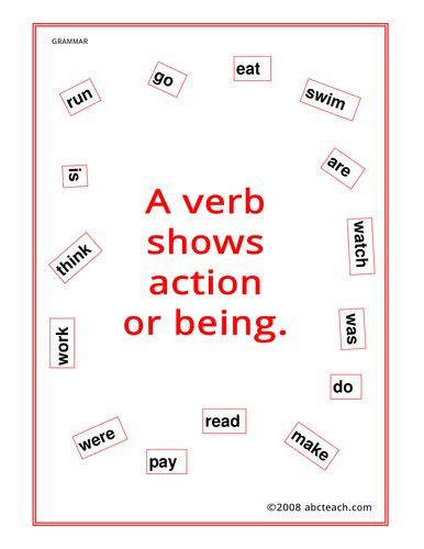 Poster: A Verb Is... (elem/upper elem)