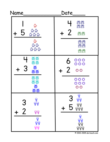 Worksheet: Basic Addition 3 (color) | Teaching Resources