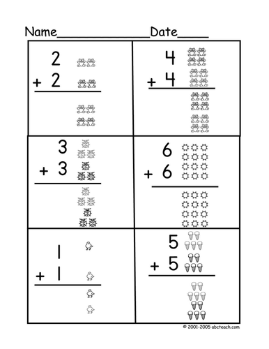 Worksheet: Basic Addition (primary) 4