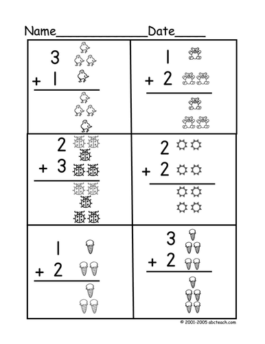 Worksheet: Basic Addition 2 (b/w)