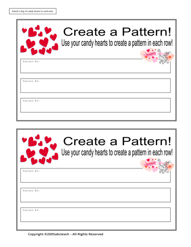 Worksheet: Candy Heart Patterns (elem)