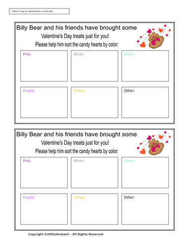 Worksheet: Candy Heart Sort (primary)