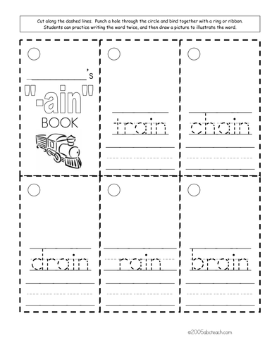 Worksheet: Word Family - ain words