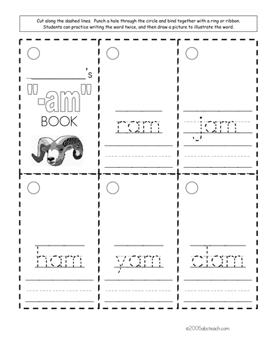 Worksheet: Word Family - am words