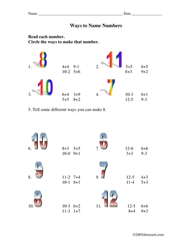 Worksheet: Naming Numbers (primary)