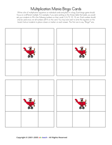 Bingo: Multiplication (primary/ elementary)