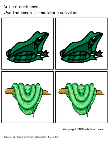 Matching: Reptiles & Amphibians (pre k-primary)