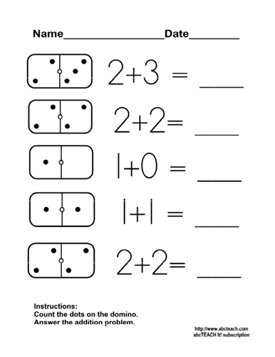 Worksheet: Domino Addition 4 (kdg/primary)