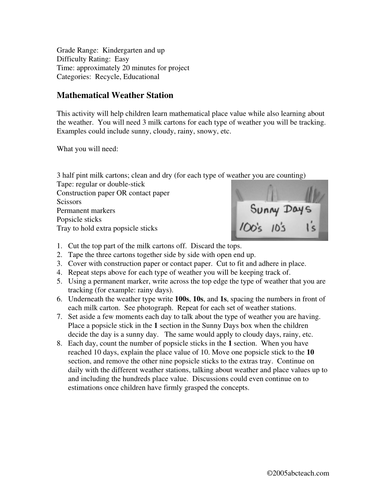 Activity: Mathematical Weather Station (elementary)