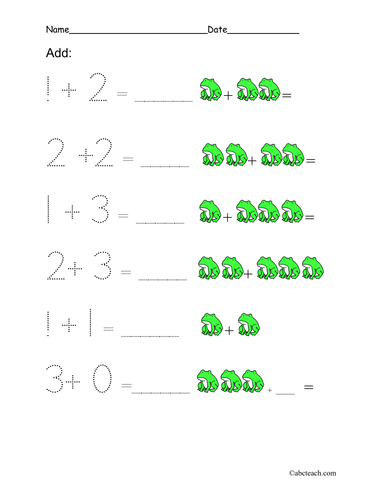 Worksheet: Frog Math (pre-k)